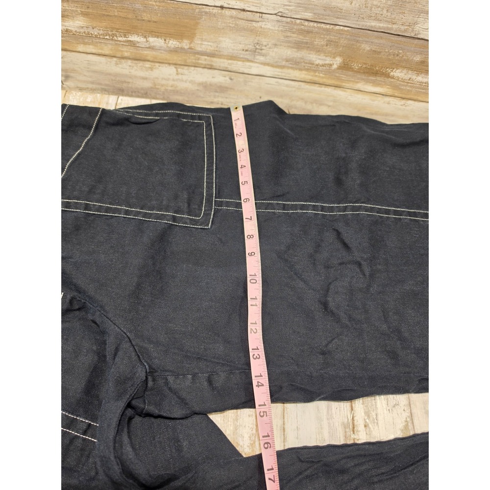 Maeve Anthropologie Linen Blend Wide Leg Contrast Stitch Pants Large - Picture 11 of 13